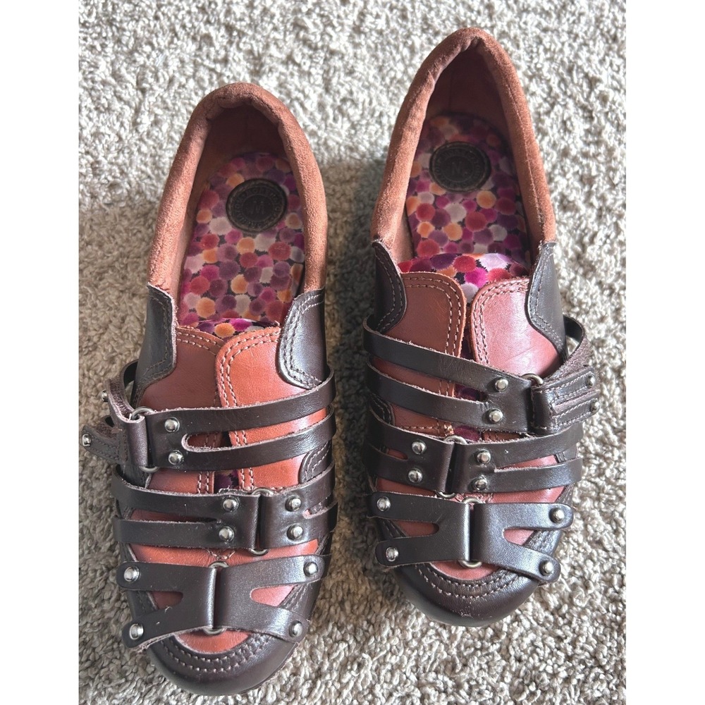 VTG M by Morenatom Steamfunk Whimsgoth Brown Leather Caged Studded Shoes SZ 7